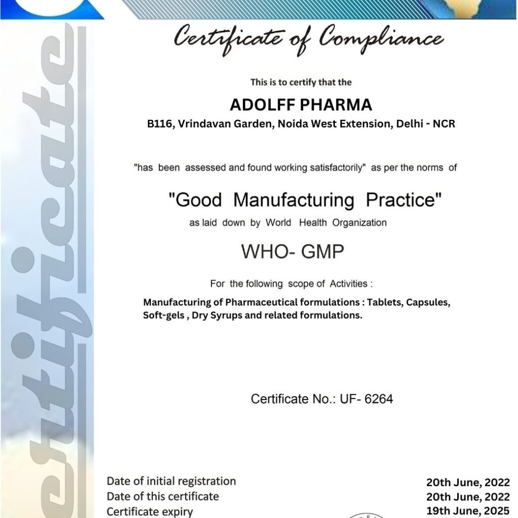 ADOLFF PHARMA who gmp certificate